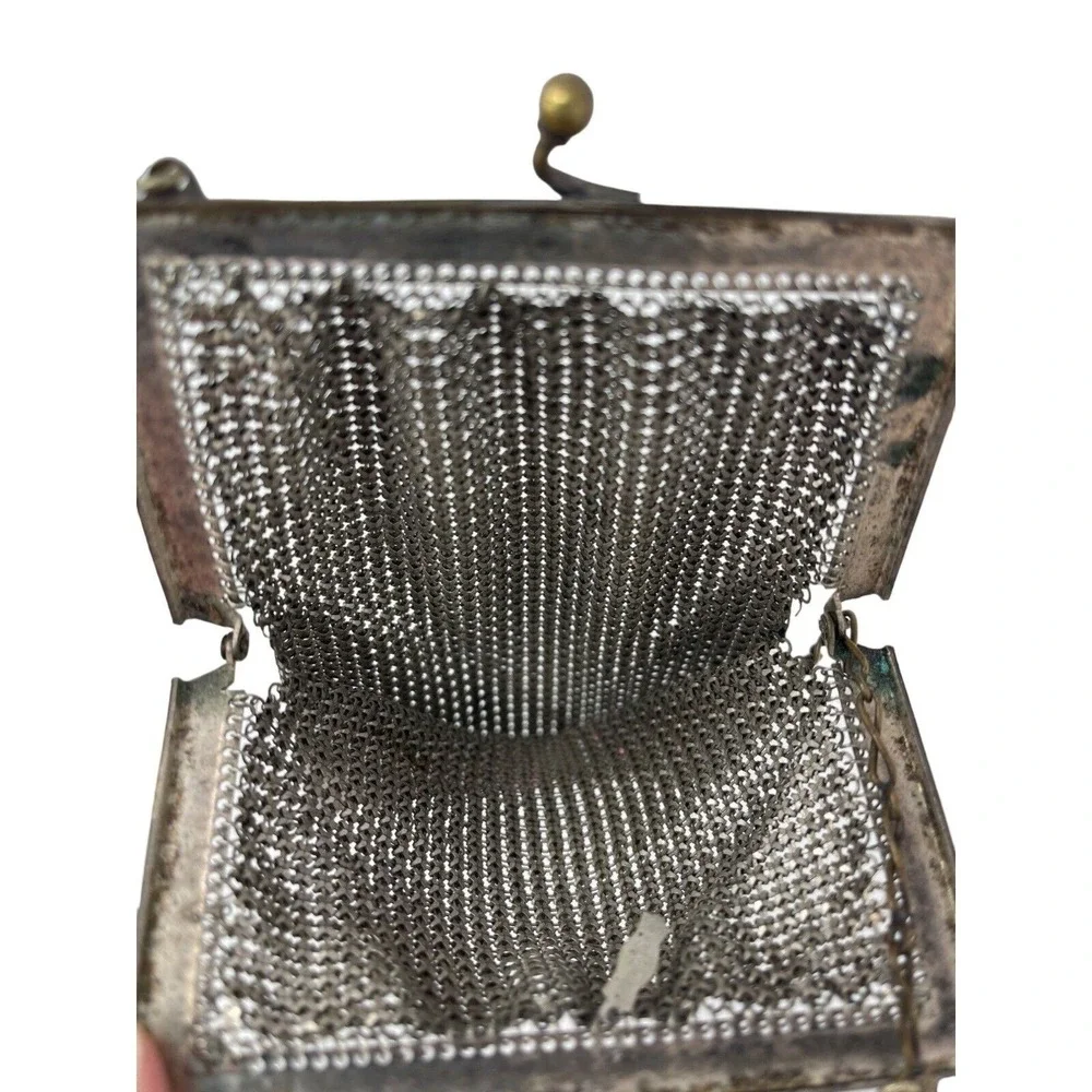 Whiting Davis Flapper‎ Purse Chain Mail Metal Mesh Pink Blue Handbag 1920s